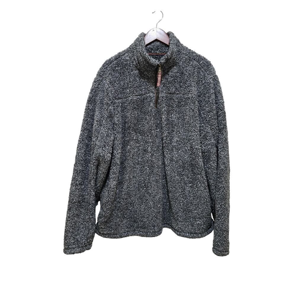 Men's Gray Sherpa Half-Zip Sweater Jacket